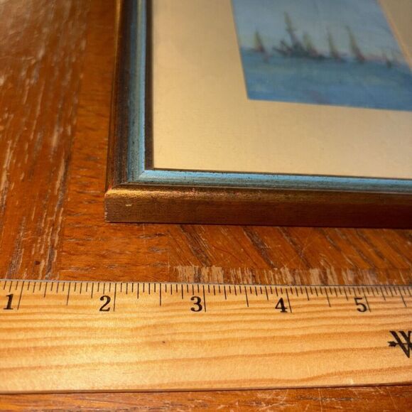 Framed SIGNED FRANCIS WEST Painting ORIENTAL ASIAN Influence BOATS SEASCAPE - Picture 2 of 7